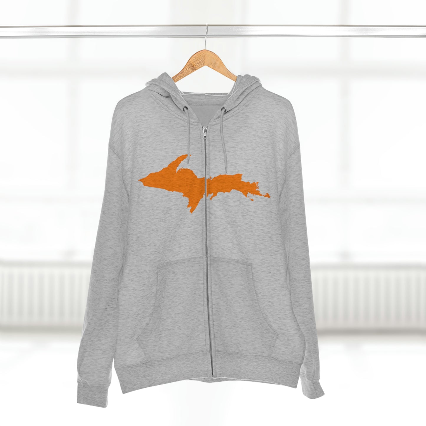 Michigan Upper Peninsula Full-Zip Hoodie (w/ Orange UP Outline)