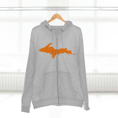 Michigan Upper Peninsula Full-Zip Hoodie (w/ Orange UP Outline)