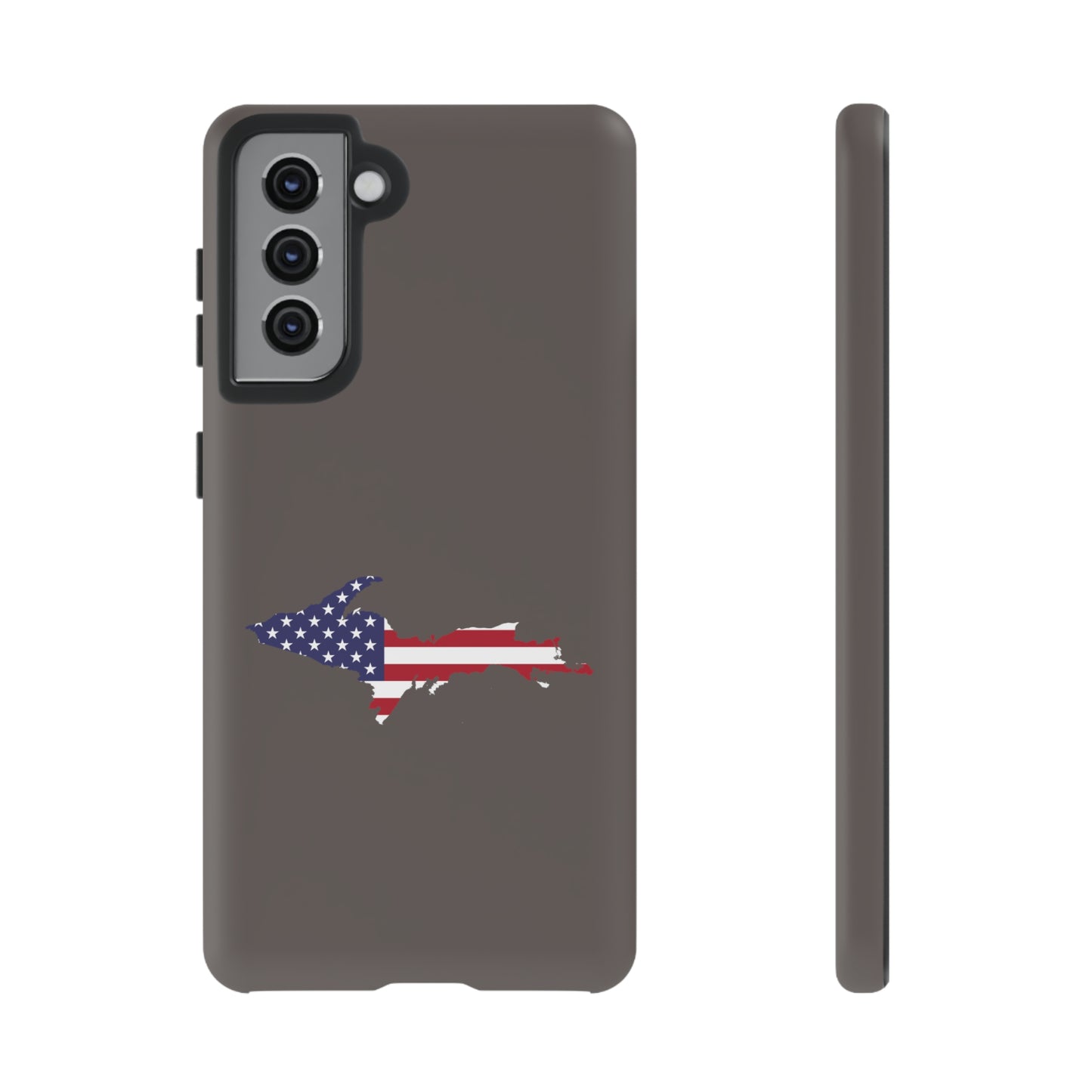 Michigan Upper Peninsula Tough Phone Case (Warren Tank Grey w/ UP USA Flag Outline) | Samsung & Pixel Android