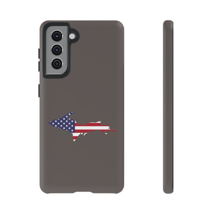 Michigan Upper Peninsula Tough Phone Case (Warren Tank Grey w/ UP USA Flag Outline) | Samsung & Pixel Android