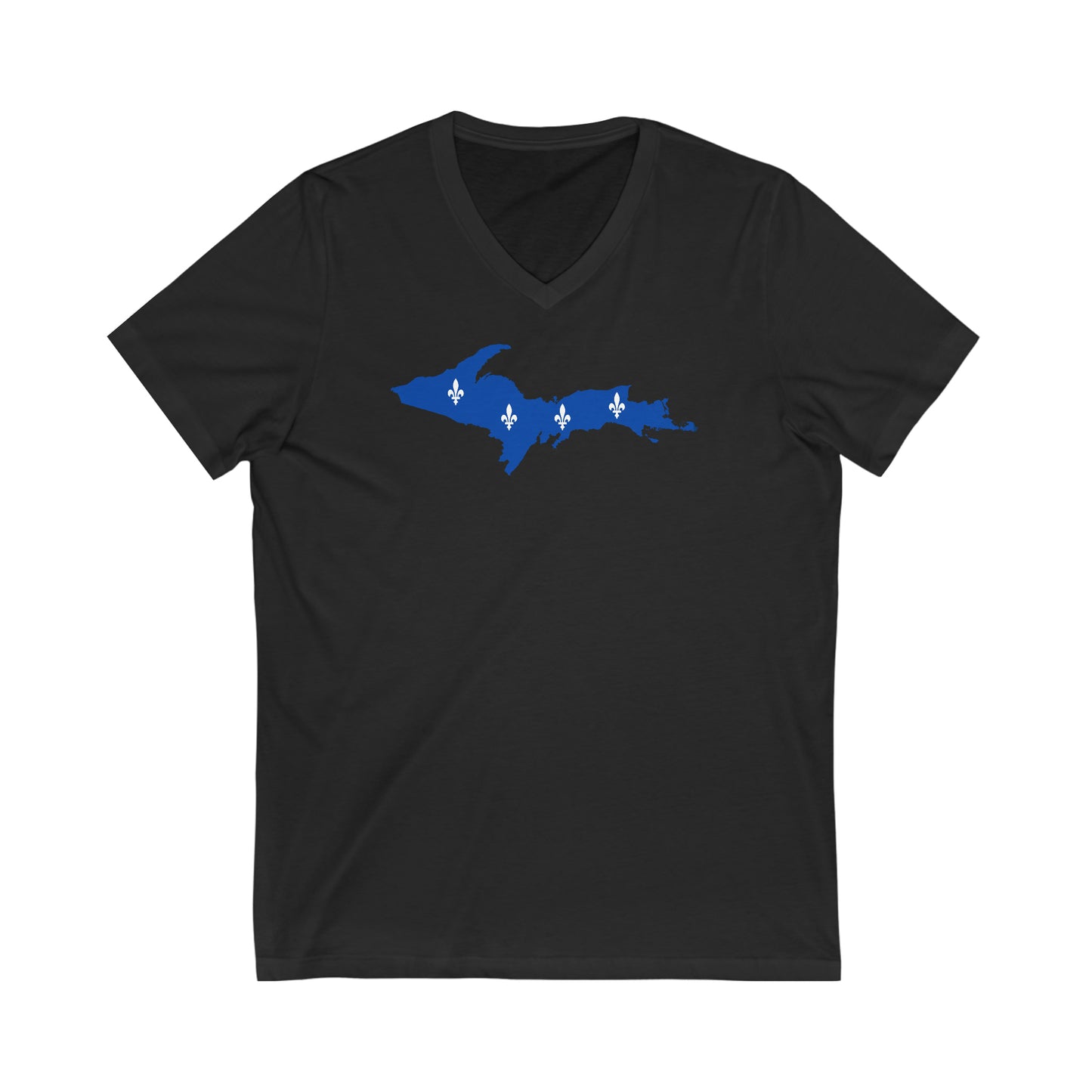 Michigan Upper Peninsula T-Shirt (w/ UP Quebec Flag Outline) | Unisex V-Neck