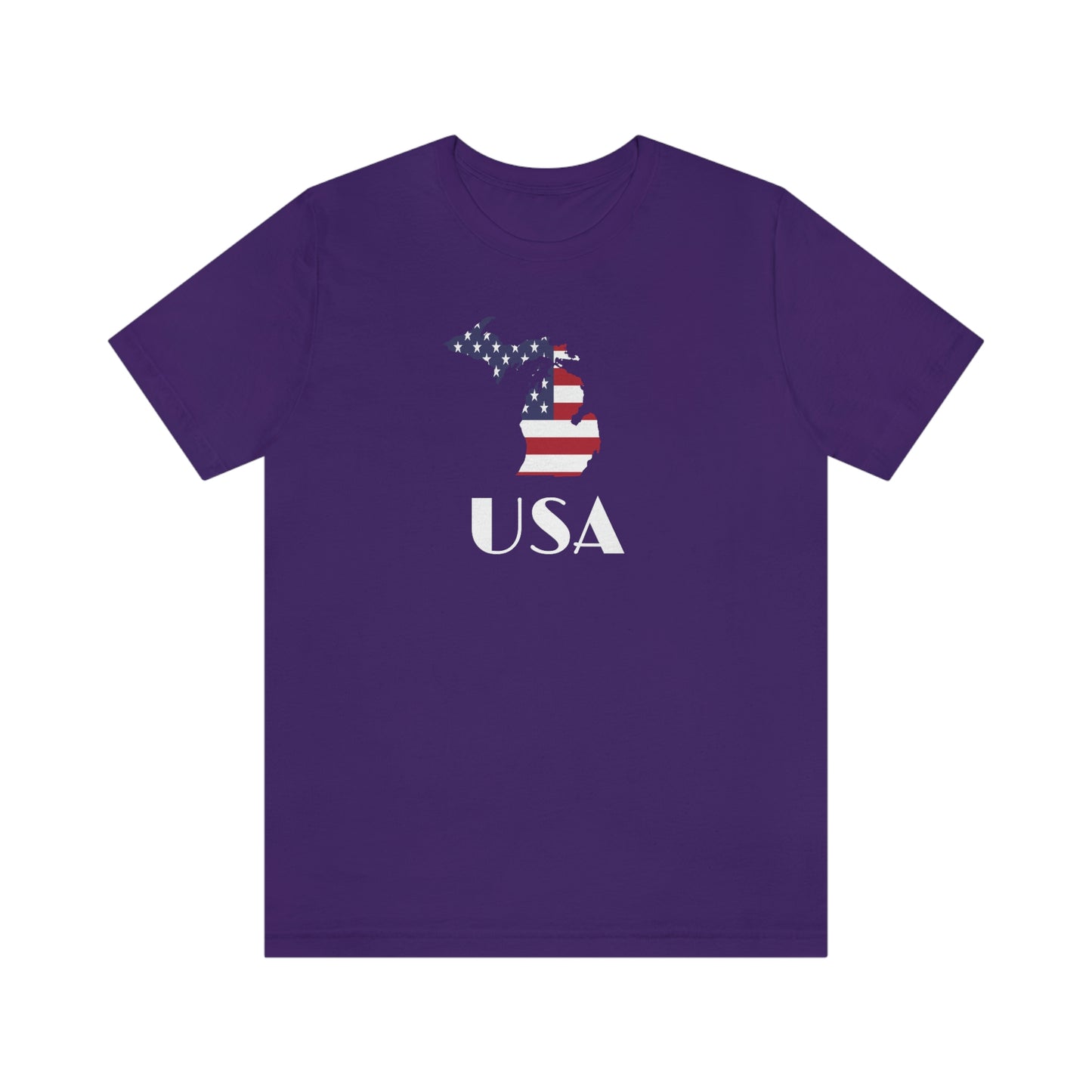 Michigan 'USA' T-Shirt (w/ MI USA Flag Outline) | Unisex Standard Fit