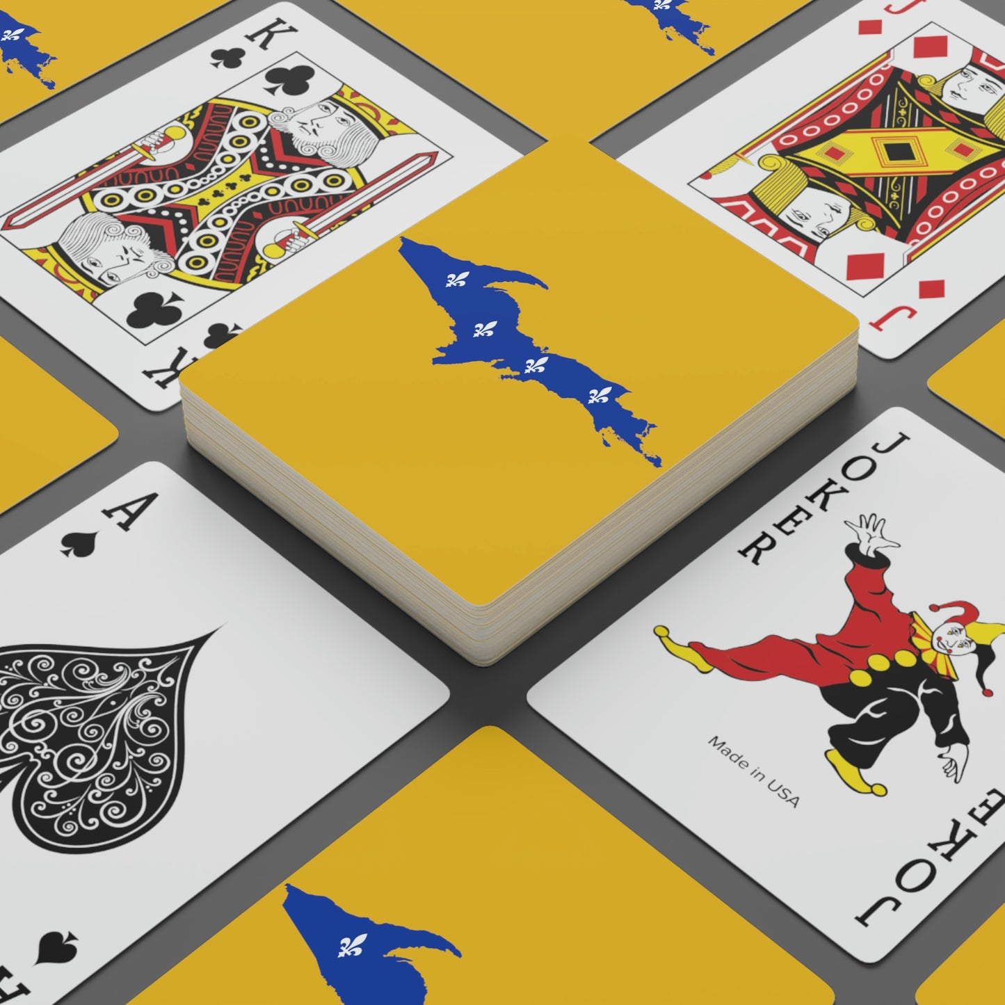 Michigan Upper Peninsula Poker Cards (Gold Color w/ UP Quebec Flag Outline)