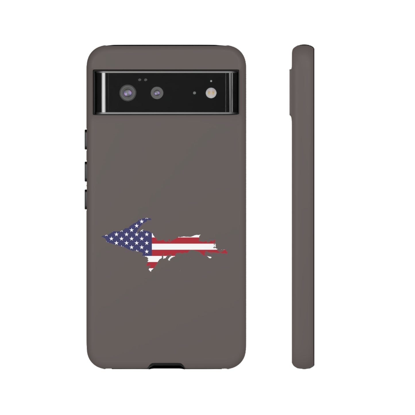 Michigan Upper Peninsula Tough Phone Case (Warren Tank Grey w/ UP USA Flag Outline) | Samsung & Pixel Android