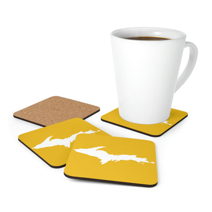 Michigan Upper Peninsula Coaster Set (Gold w/ UP Outline) | Corkwood - 4 pack