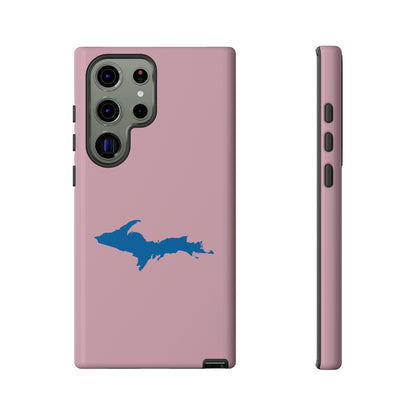 Michigan Upper Peninsula Tough Phone Case (Pink w/ Azure UP Outline) | Samsung & Pixel Android