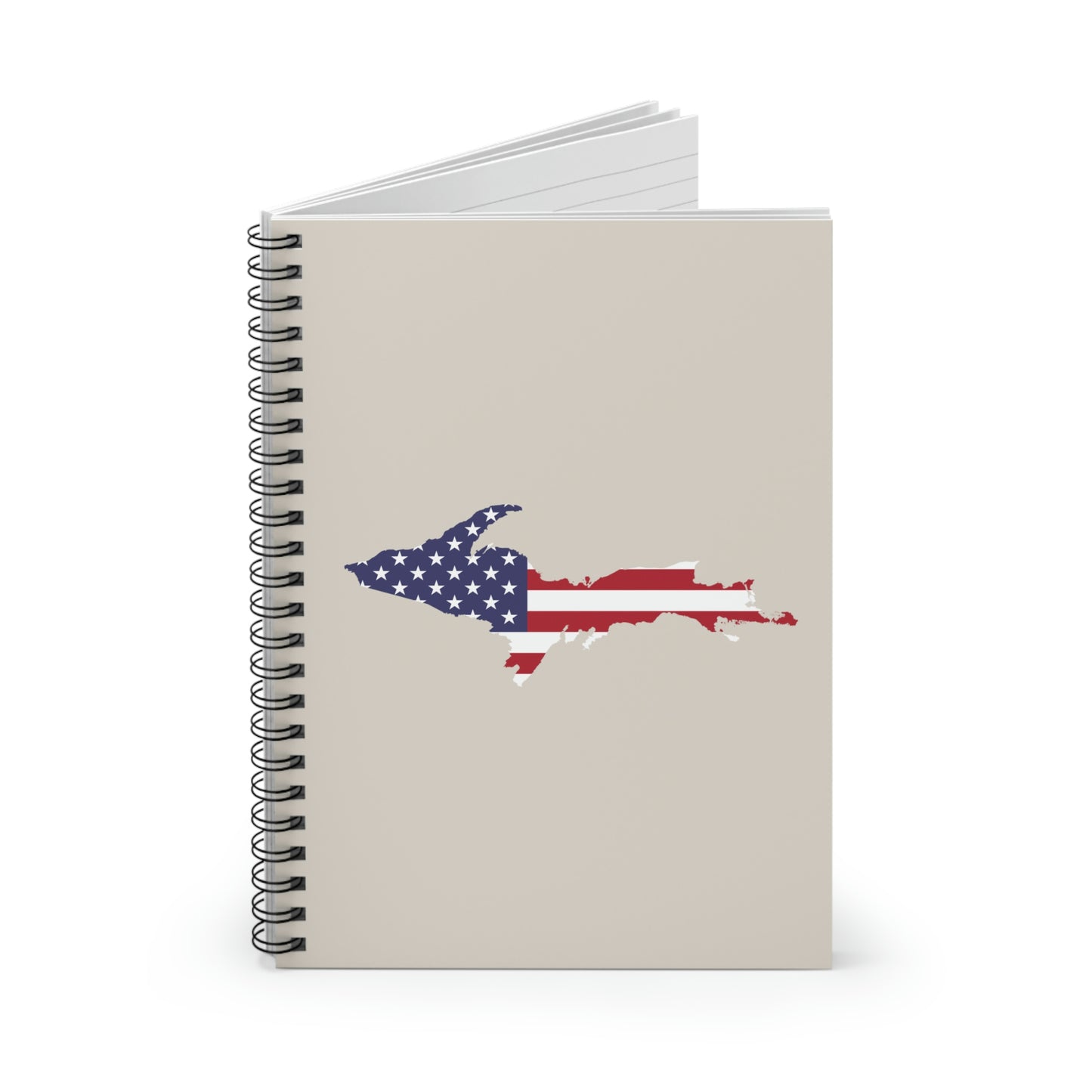 Michigan Upper Peninsula Spiral Notebook (w/ UP USA Flag Outline) | Canvas Color