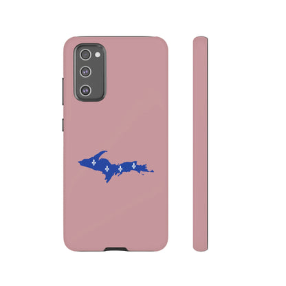 Michigan Upper Peninsula Tough Phone Case (Cherry Blossom Pink w/ UP Quebec Flag Outline) | Samsung & Pixel Android