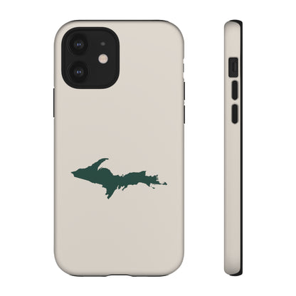 Michigan Upper Peninsula Tough Phone Case (Canvas Color w/ Green UP Outline) | Apple iPhone