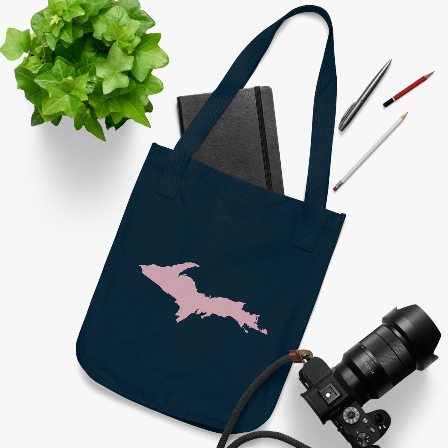 Michigan Upper Peninsula Heavy Tote Bag (w/ Pink UP Outline)