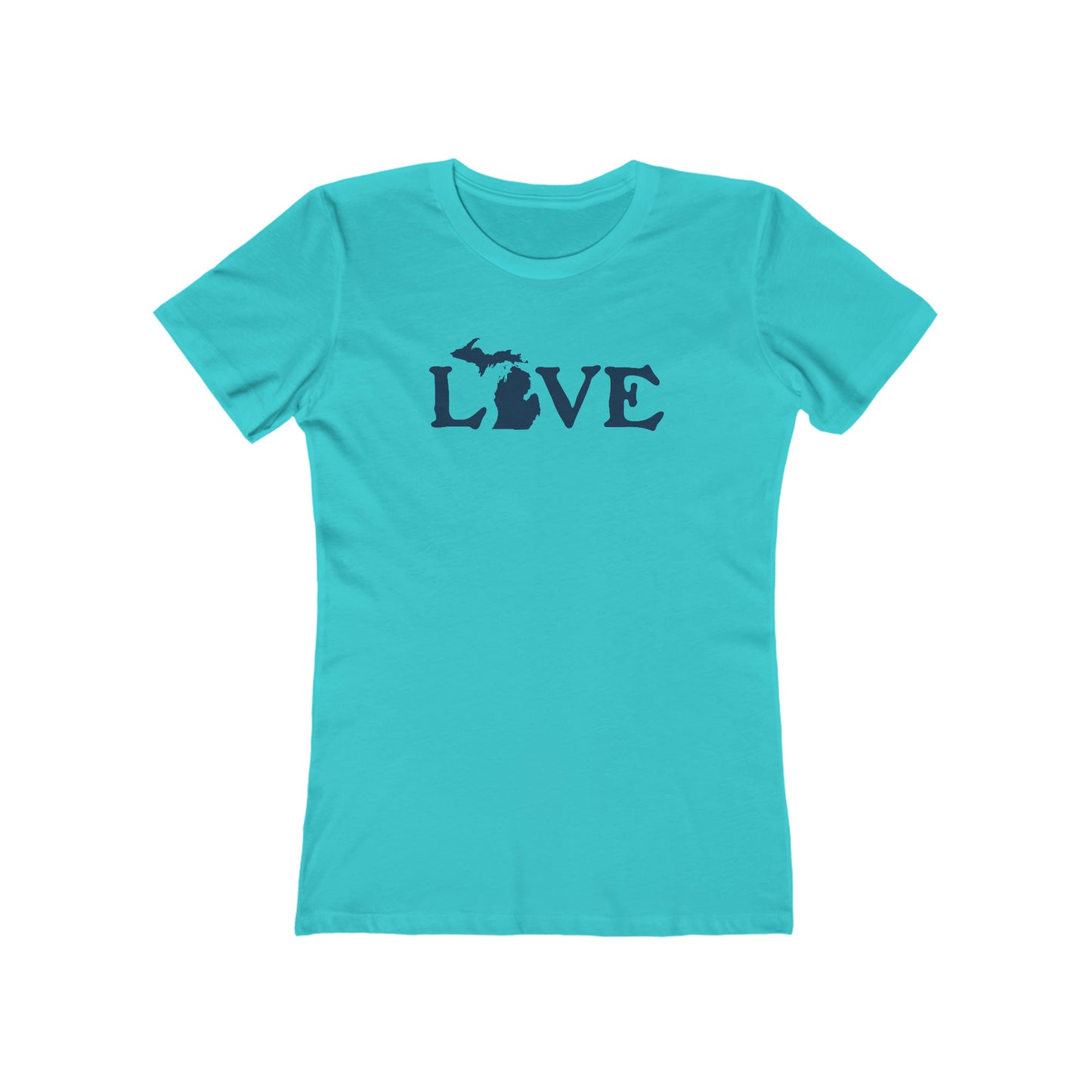 Michigan 'Love' T-Shirt (Woodcut Font) | Women's Boyfriend Cut