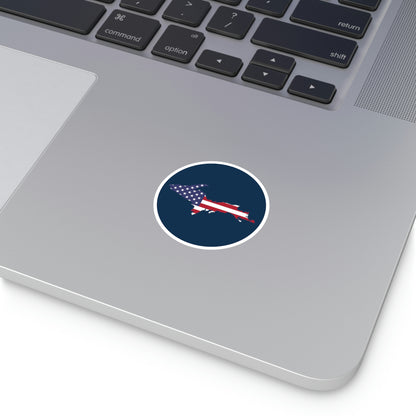 Michigan Upper Peninsula Round Stickers (Navy w/ UP USA Flag Outline) | Indoor\Outdoor