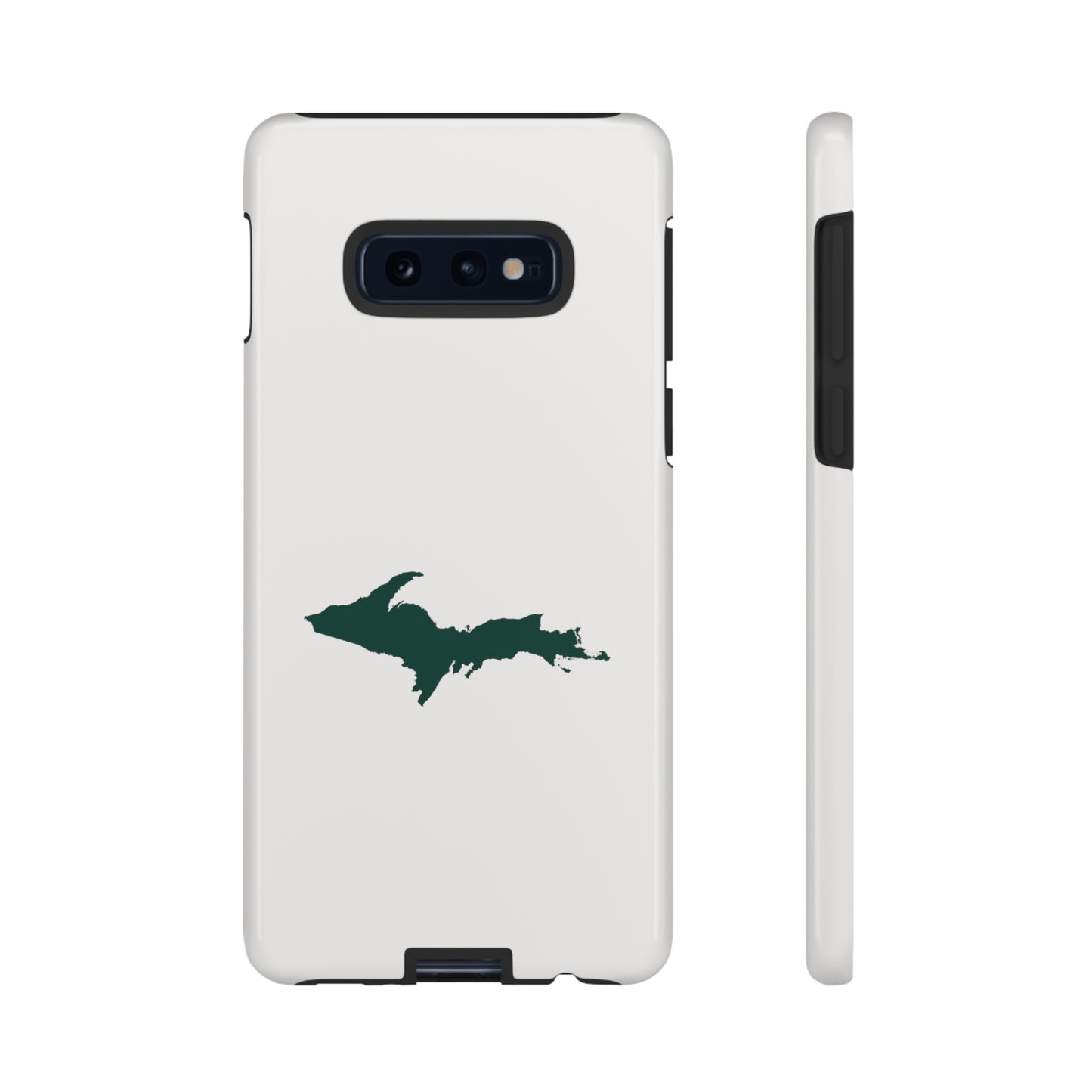 Michigan Upper Peninsula Tough Phone Case (Birch Bark White w/ Green UP Outline) | Samsung & Pixel Android