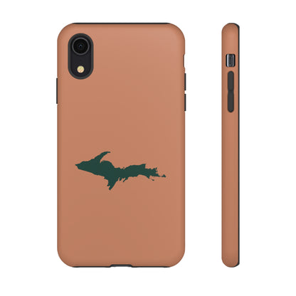 Michigan Upper Peninsula Tough Phone Case (Copper Color w/ Green UP Outline) | Apple iPhone