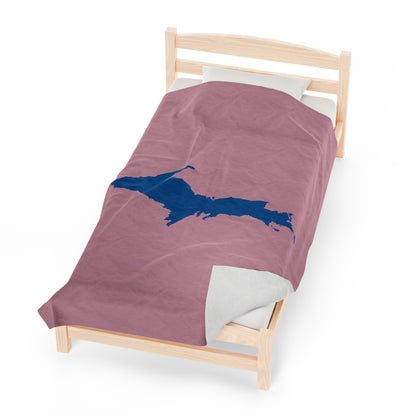 Michigan Upper Peninsula Plush Blanket (w/ Azure UP Outline) | Pink