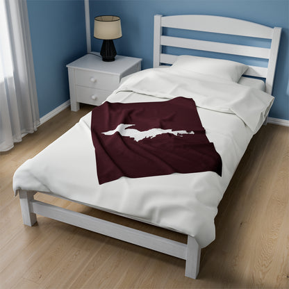 Michigan Upper Peninsula Plush Blanket (w/ UP Outline) | Old Mission Burgundy