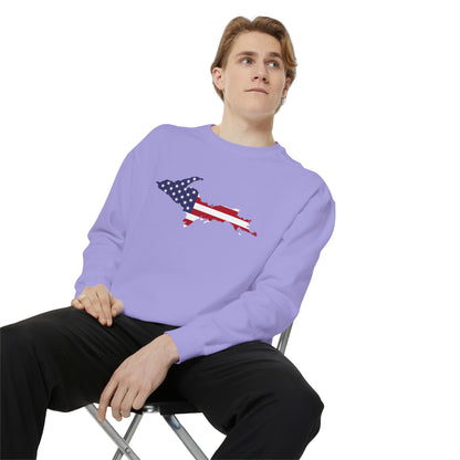 Michigan Upper Peninsula Sweatshirt (w/ UP USA Flag Outline) | Unisex Garment Dyed