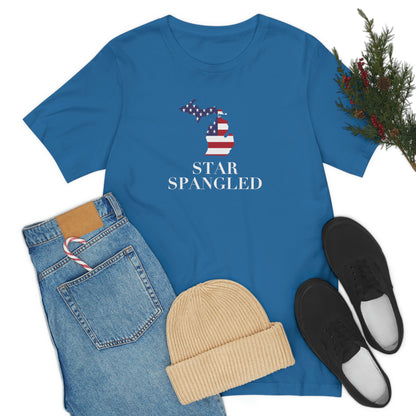 Michigan 'Star Spangled' T-Shirt (w/ MI USA Flag Outline) | Unisex Standard Fit