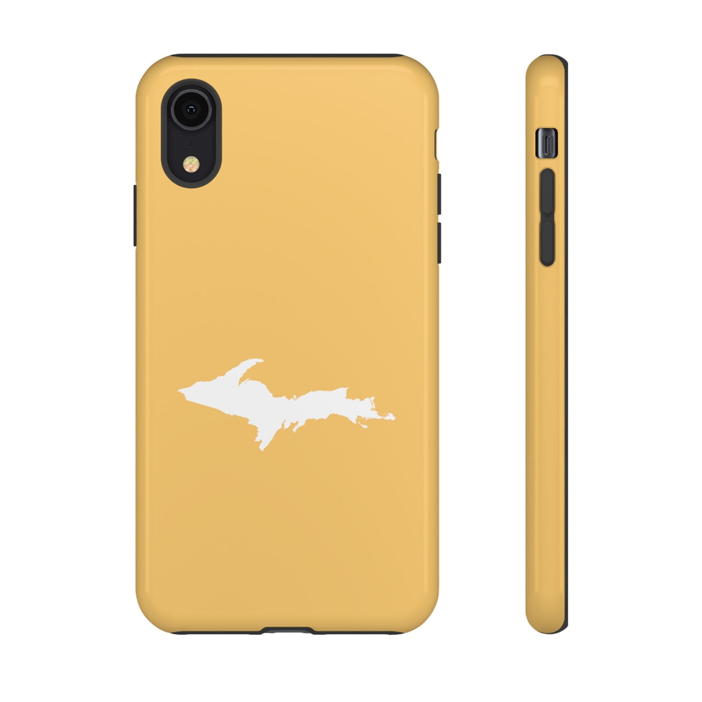 Michigan Upper Peninsula Tough Phone Case (Citrine Color w/ UP Outline) | Apple iPhone