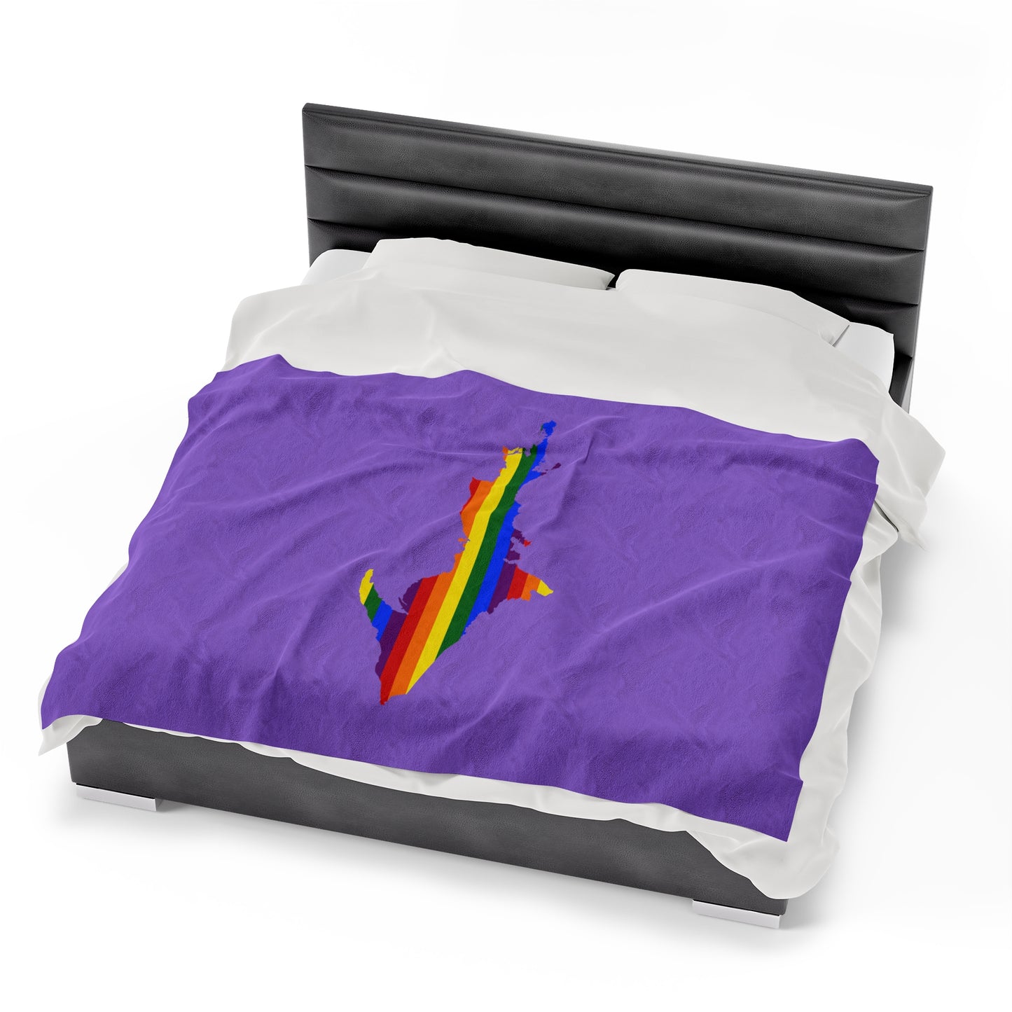 Michigan Upper Peninsula Plush Blanket (w/ UP Pride Flag Outline) | Lavender