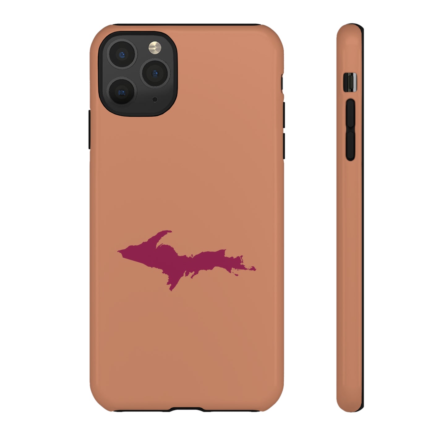 Michigan Upper Peninsula Tough Phone Case (Copper Color w/ Ruby UP Outline) | Apple iPhone