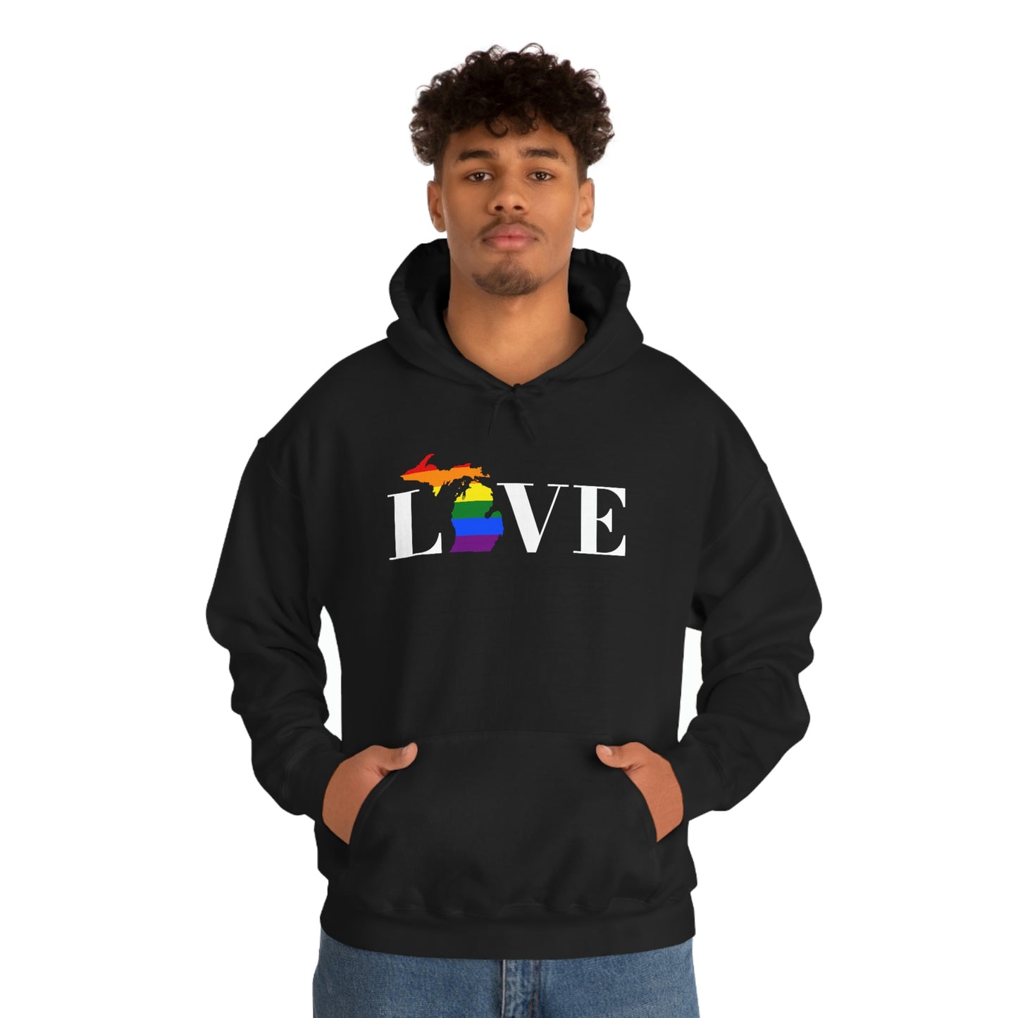 Michigan 'Love' Hoodie (w/LGBTQ Pride Colors) | Unisex Standard