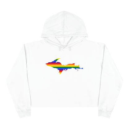 Michigan Upper Peninsula Cropped Hoodie (w/ UP Pride Flag Outline)