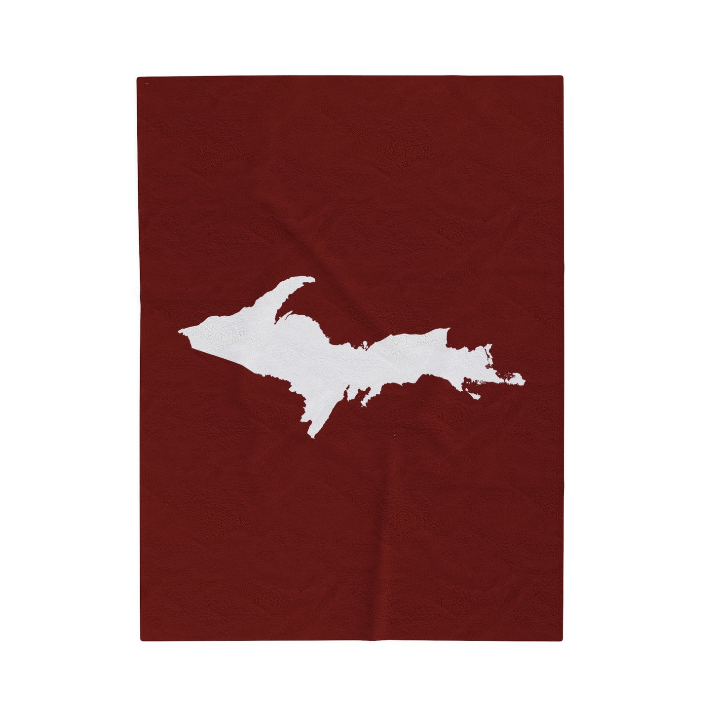 Michigan Upper Peninsula Plush Blanket (w/ UP Outline) | Traverse Cherry Red