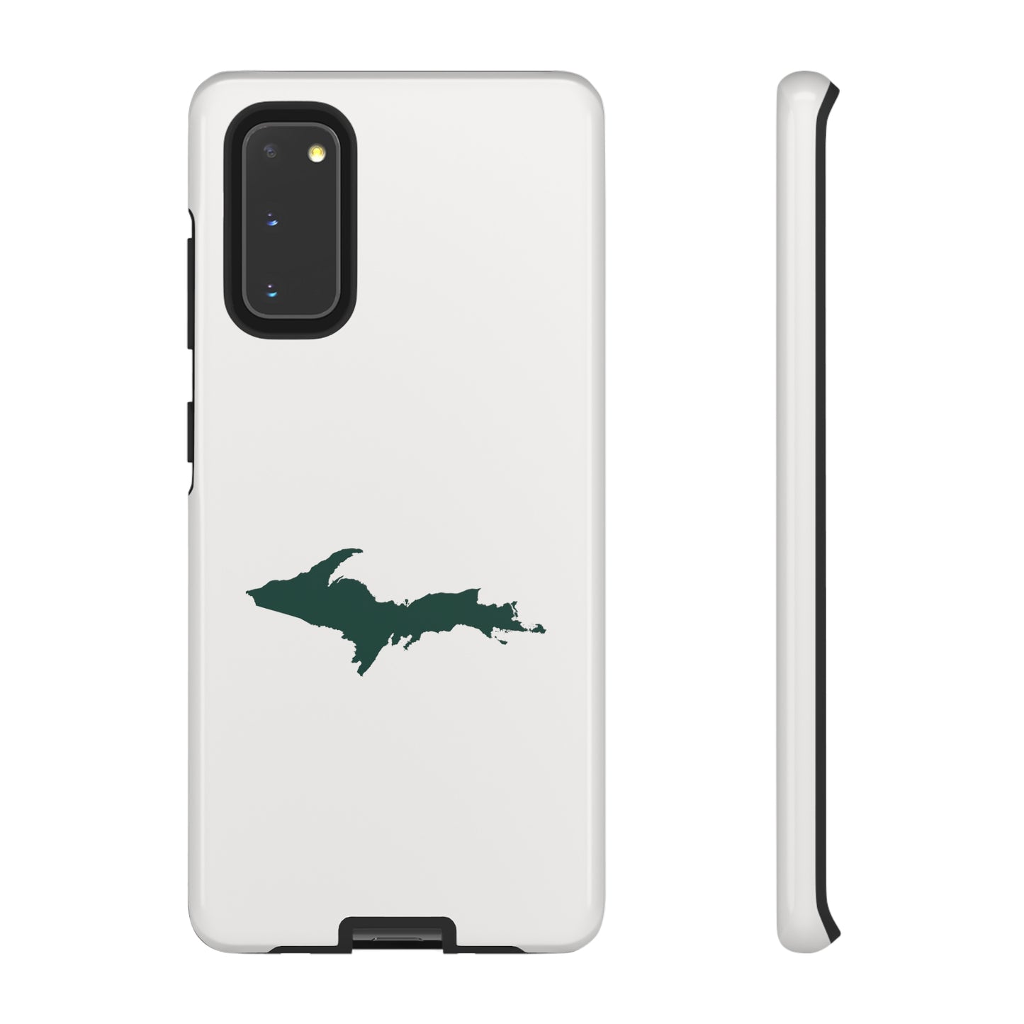 Michigan Upper Peninsula Tough Phone Case (Birch Bark White w/ Green UP Outline) | Samsung & Pixel Android