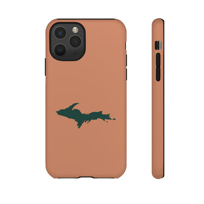 Michigan Upper Peninsula Tough Phone Case (Copper Color w/ Green UP Outline) | Apple iPhone