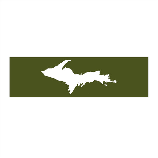 Michigan Upper Peninsula Bumper Sticker (w/ UP Outline) | Army Green Background