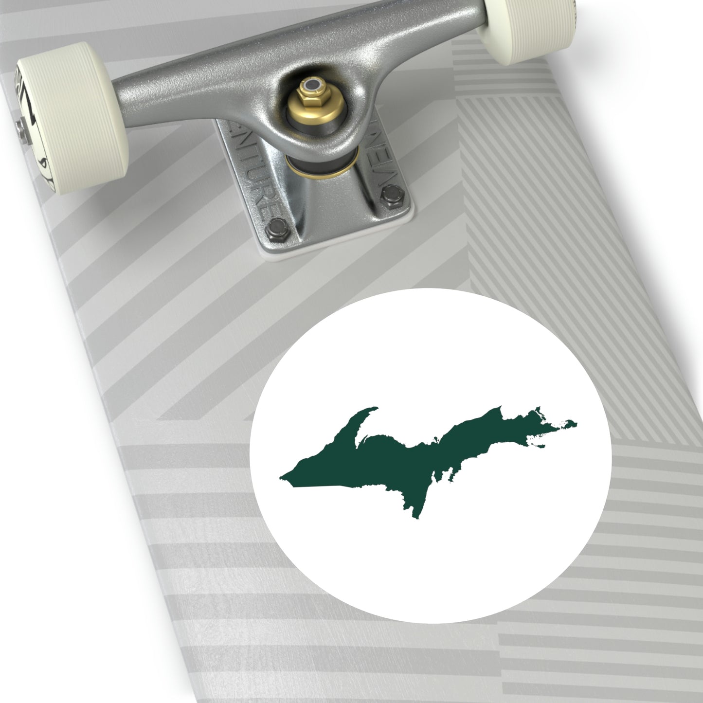 Michigan Upper Peninsula Round Stickers (w/ Green UP Outline) | Indoor\Outdoor