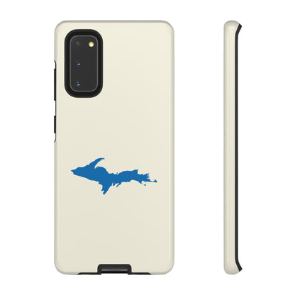 Michigan Upper Peninsula Tough Phone Case (Ivory Color w/ Azure UP Outline) | Samsung & Pixel Android