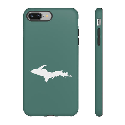 Michigan Upper Peninsula Tough Phone Case (Copper Green w/ UP Outline) | Apple iPhone