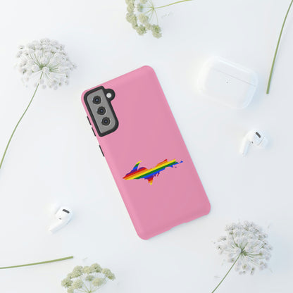 Michigan Upper Peninsula Tough Phone Case ('67 Caddie Pink w/ UP Pride Flag Outline) | Samsung & Pixel Android