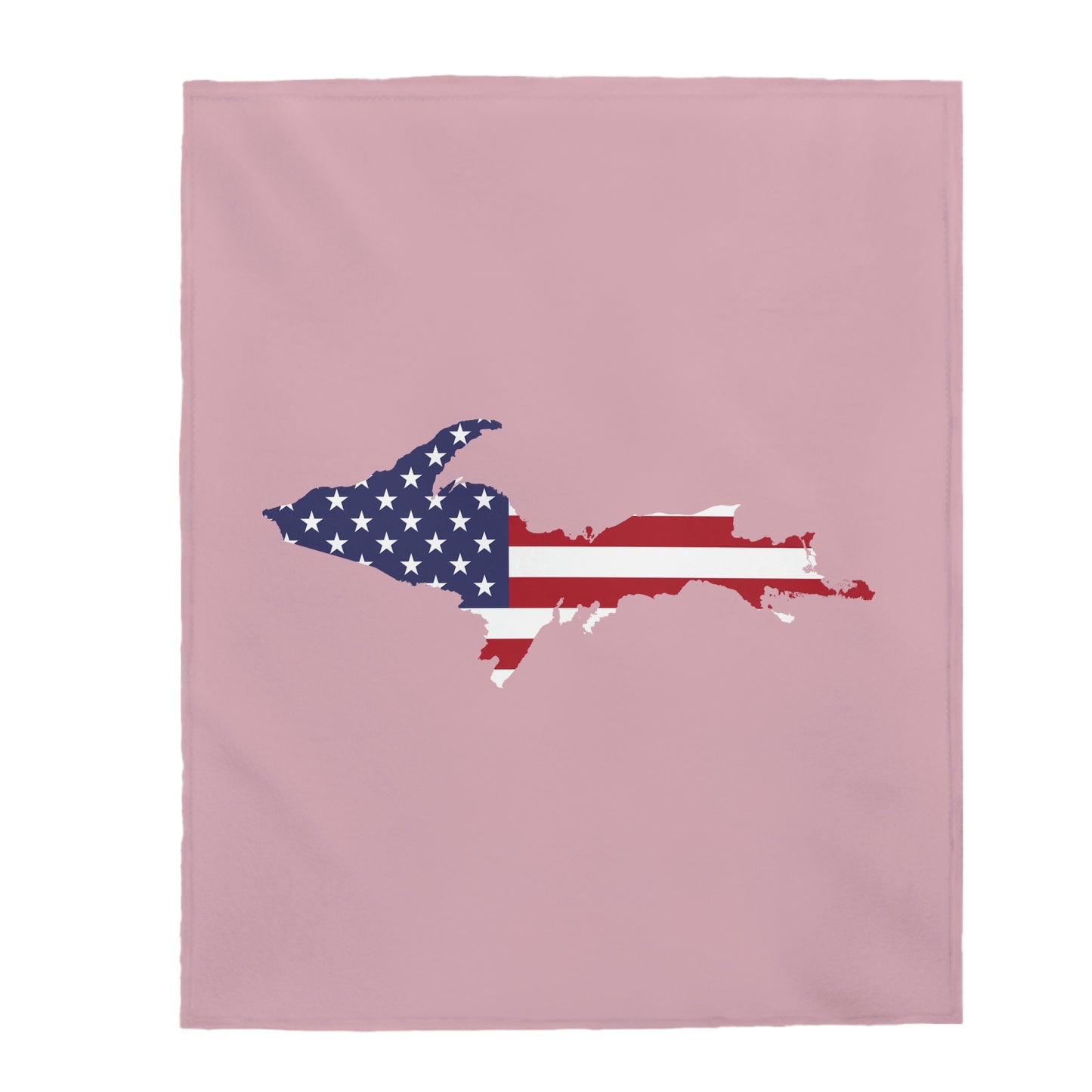 Michigan Upper Peninsula Plush Blanket (w/ UP USA Flag Outline) | Pink