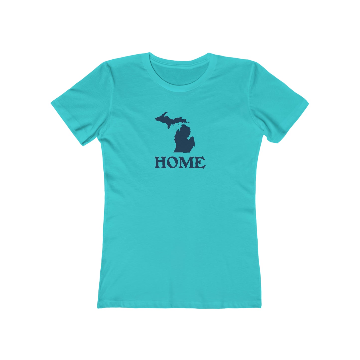 Michigan 'Home' T-Shirt (Woodcut Font) | Women's Boyfriend Cut