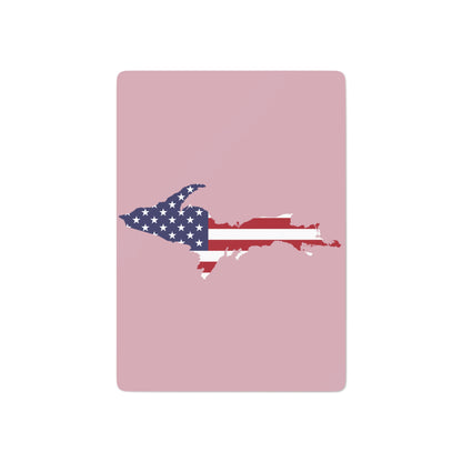 Michigan Upper Peninsula Poker Cards (Pink w/ UP USA Flag Outline)