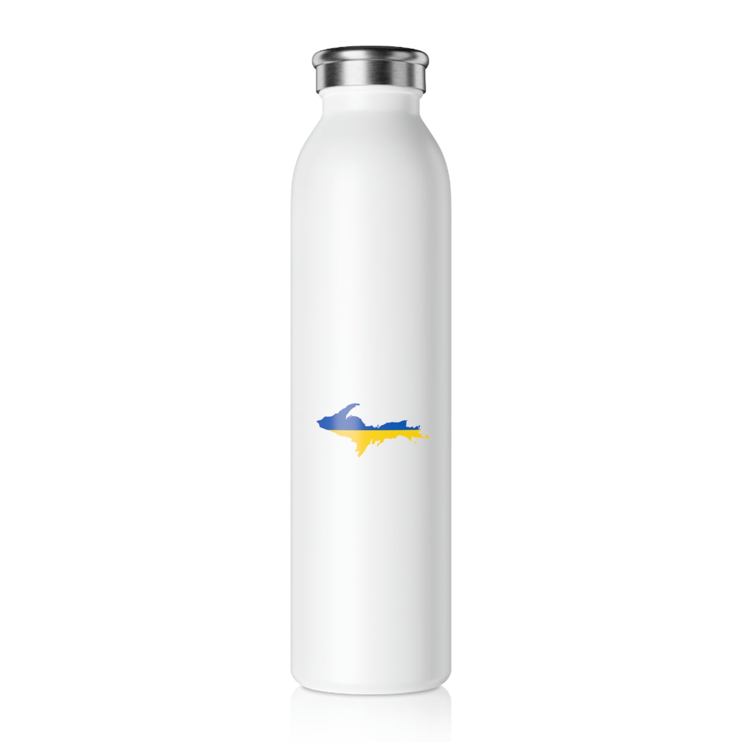 Michigan Upper Peninsula Water Bottle (w/ UP Ukraine Flag Outline) | 20oz Double-Walled