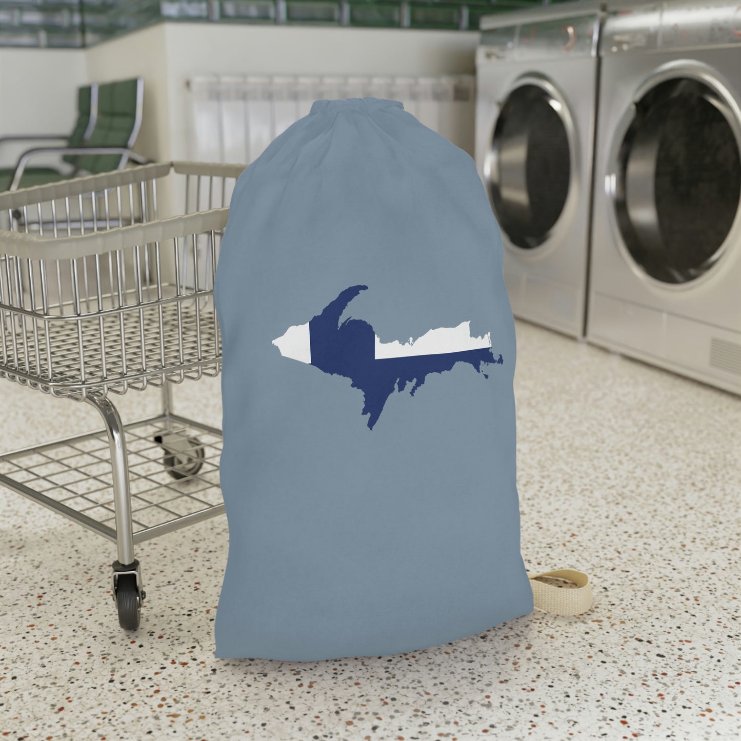 Michigan Upper Peninsula Laundry Bag (B-24 Liberator Grey w/ UP Finland Flag Outline)