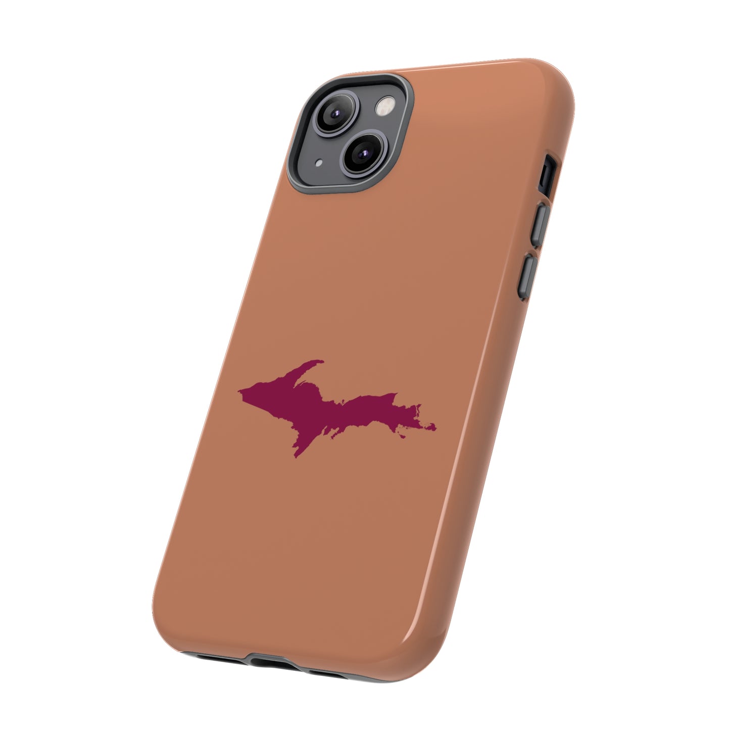 Michigan Upper Peninsula Tough Phone Case (Copper Color w/ Ruby UP Outline) | Apple iPhone