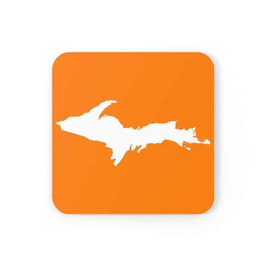 Michigan Upper Peninsula Coaster Set (Orange w/ UP Outline) | Corkwood - 4 pack