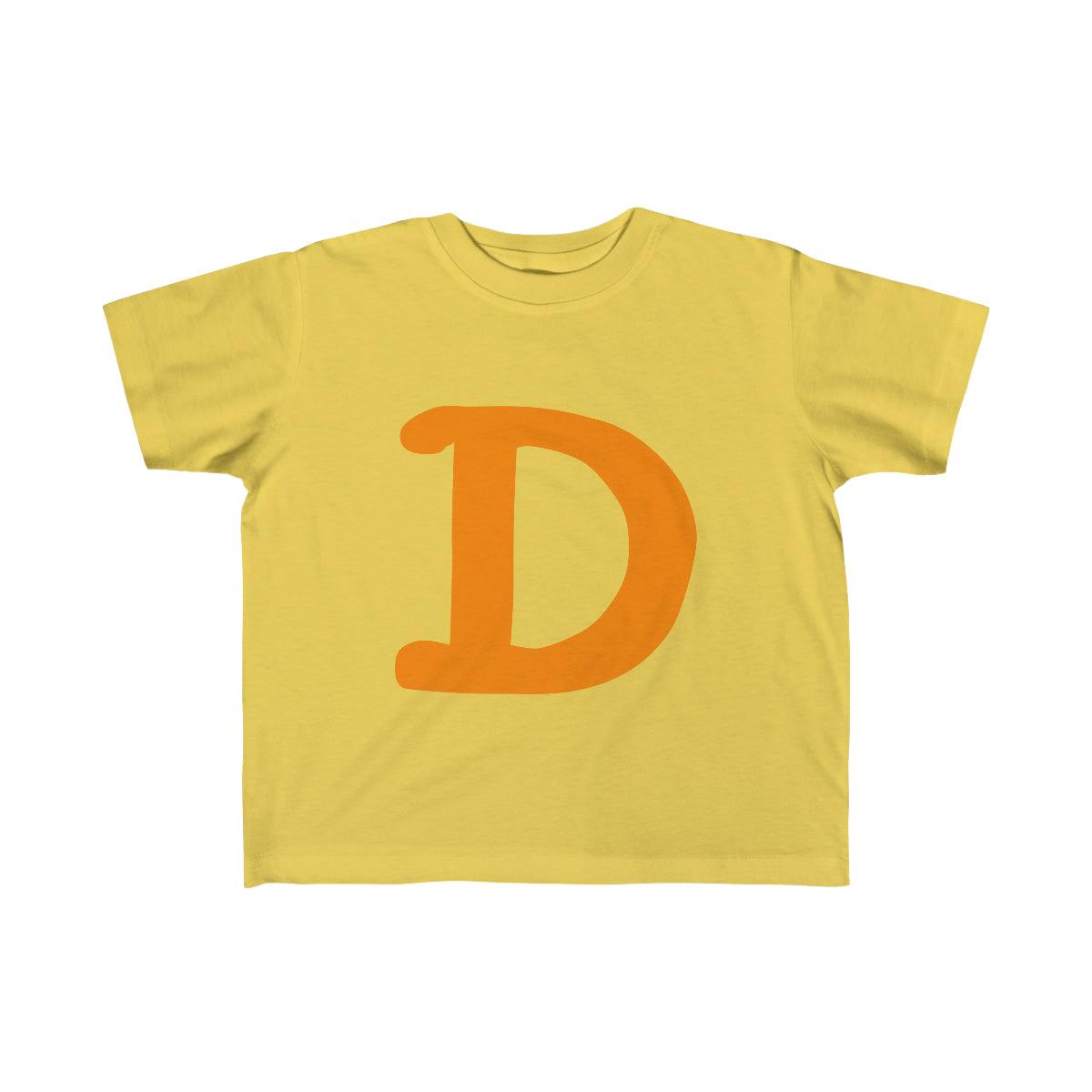 Detroit 'Old French D' T-Shirt  (Orange Full Body Outline) | Toddler Short Sleeve - Circumspice Michigan