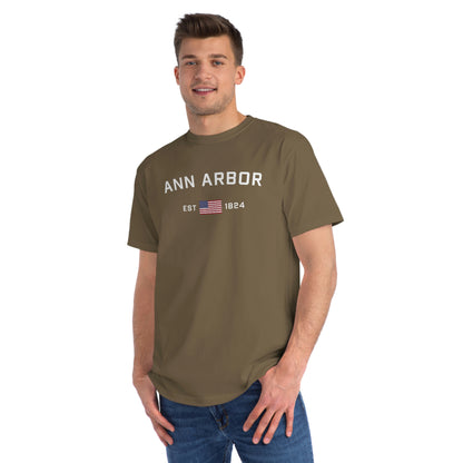 'Ann Arbor EST 1824' T-Shirt (w/ USA Flag) | Organic Unisex