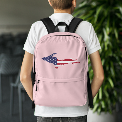 Michigan Upper Peninsula Backpack (w/ UP USA Flag Outline) | Pink Color