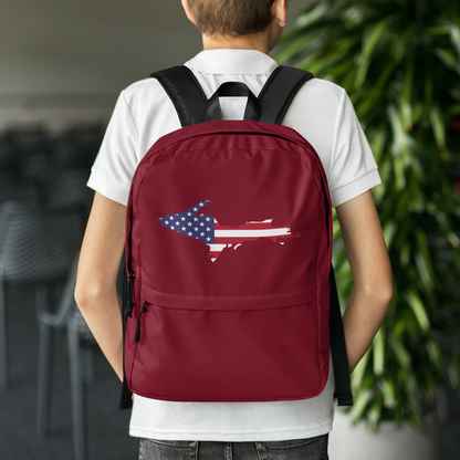 Michigan Upper Peninsula Backpack (w/ UP USA Flag Outline) | Burgundy Color