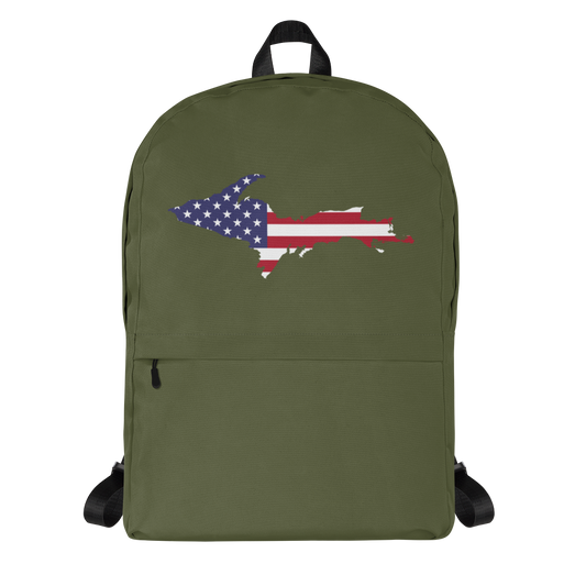 Michigan Upper Peninsula Backpack (w/ UP USA Flag Outline) | Army Color