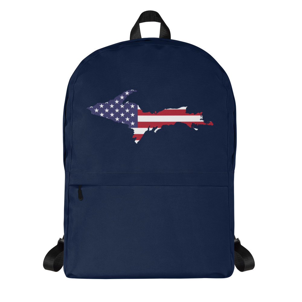 Michigan Upper Peninsula Backpack (w/ UP USA Flag Outline) | Navy Color