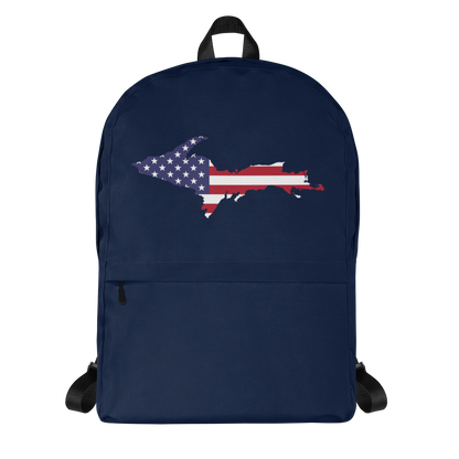 Michigan Upper Peninsula Backpack (w/ UP USA Flag Outline) | Navy Color