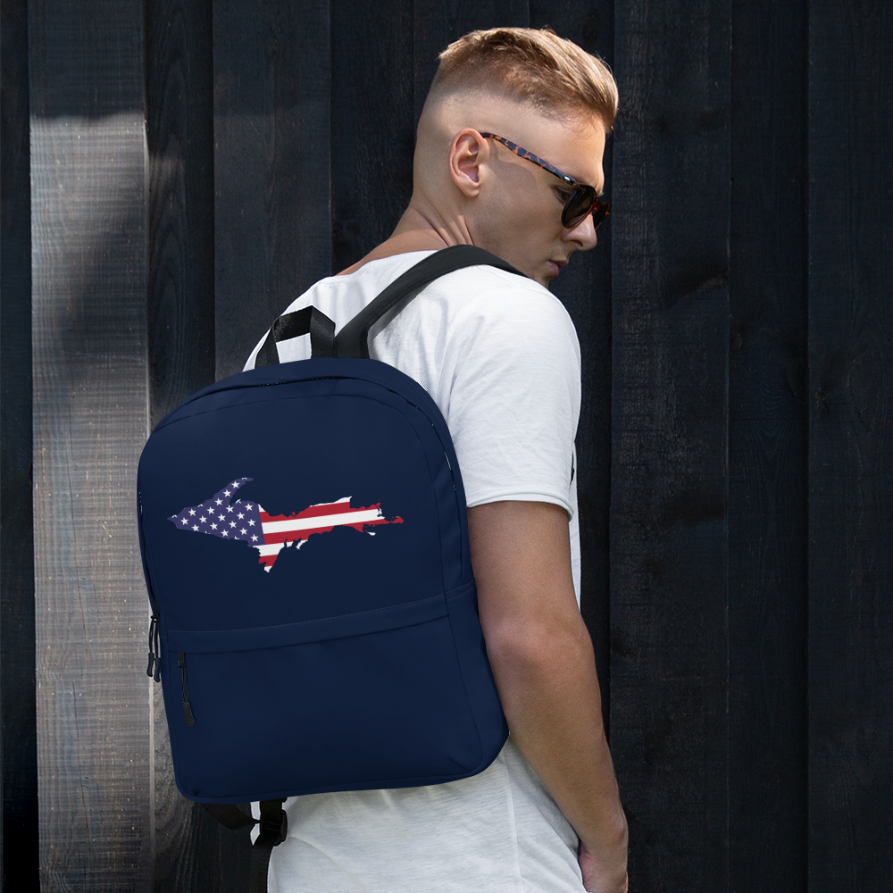 Michigan Upper Peninsula Backpack (w/ UP USA Flag Outline) | Navy Color